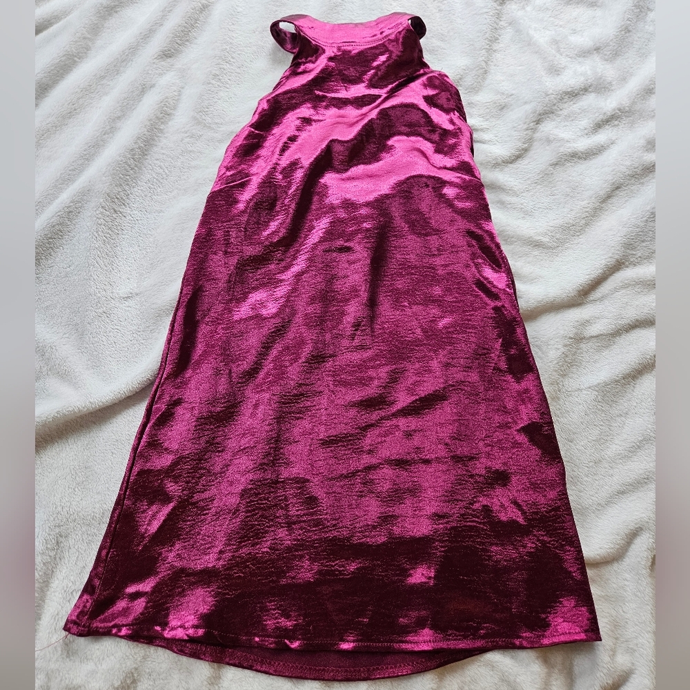 Sleek Fuschia Sleeveless Halter Dress Small